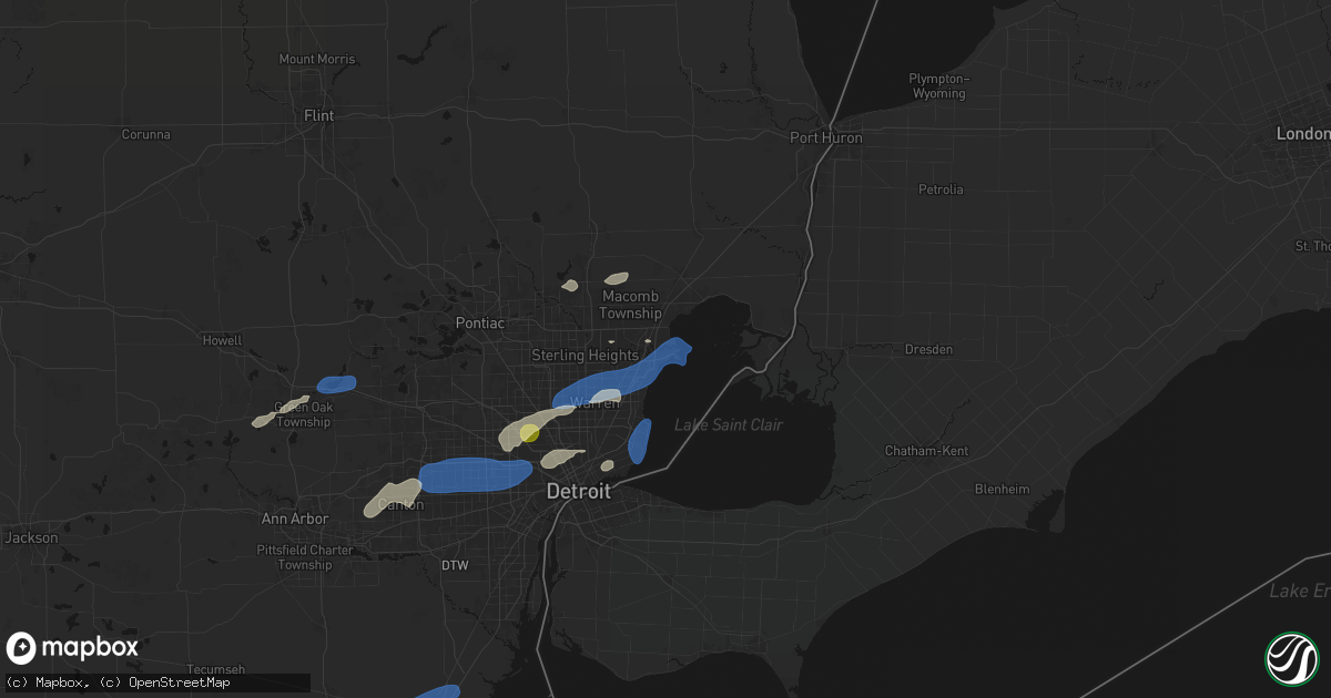 Hail map in Harrison Township, MI on May 19, 2026