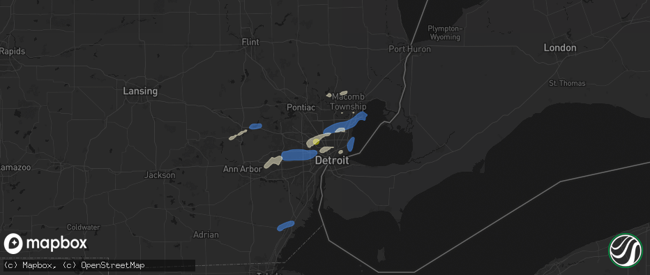 Hail map in Hazel Park, MI on May 19, 2026