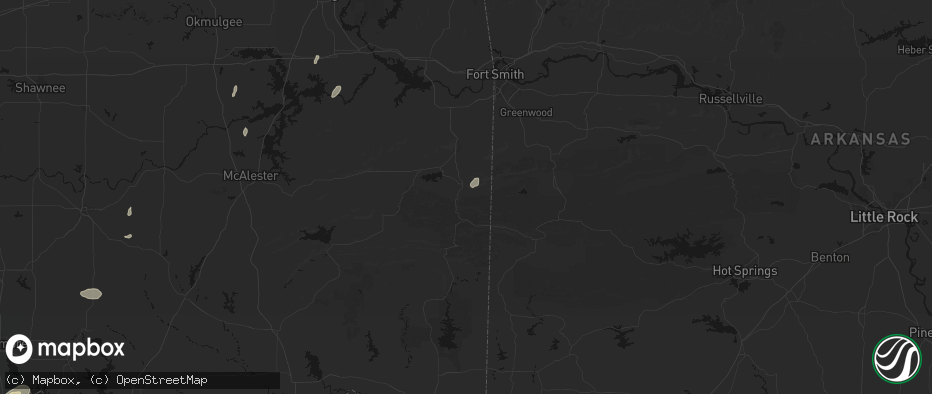 Hail map in Heavener, OK on May 19, 2026