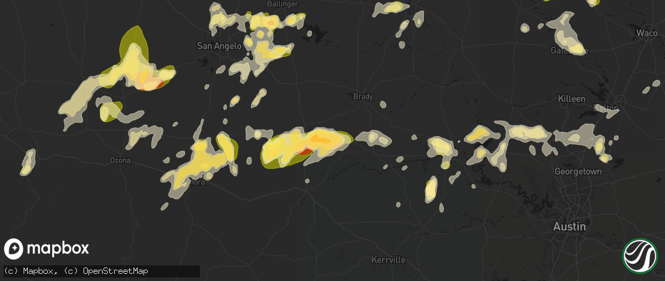 Hail map in Hext, TX on May 19, 2026