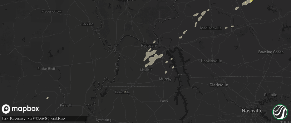 Hail map in Hickory, KY on May 19, 2026