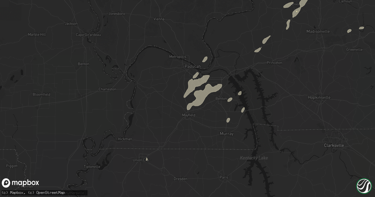 Hail map in Hickory, KY on May 19, 2026