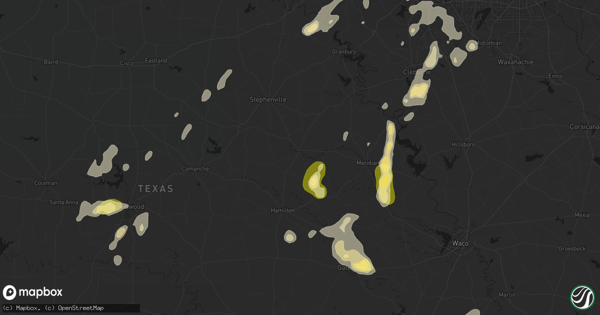 Hail map in Hico, TX on May 19, 2026