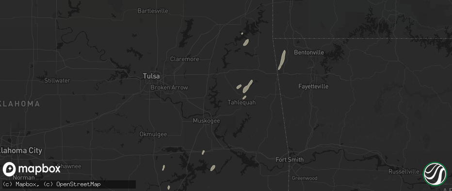 Hail map in Hulbert, OK on May 19, 2026