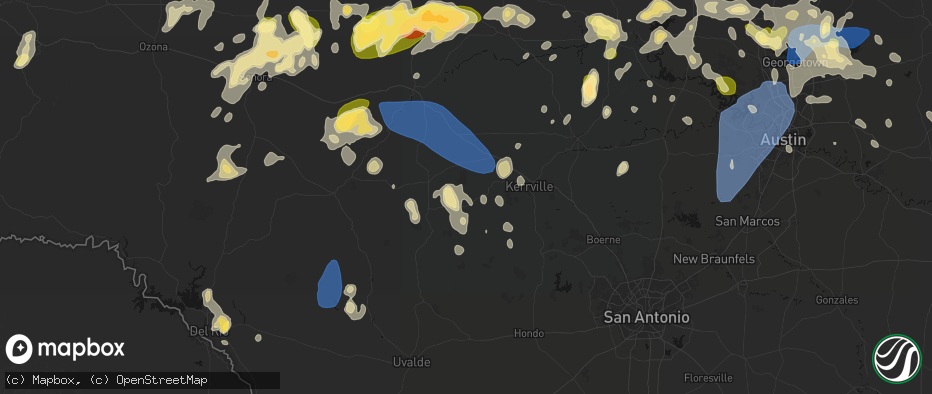 Hail map in Hunt, TX on May 19, 2026
