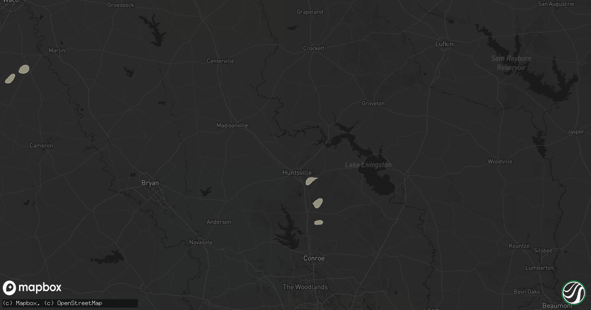 Hail map in Huntsville, TX on May 19, 2026
