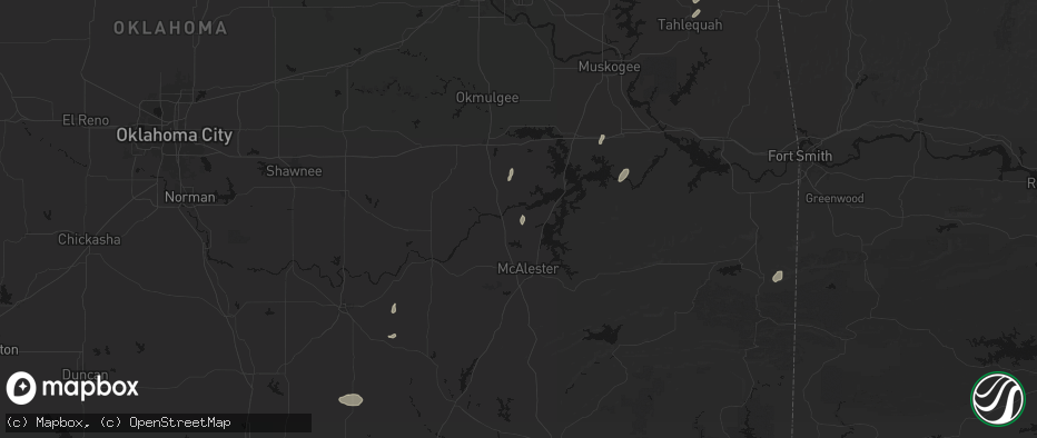 Hail map in Indianola, OK on May 19, 2026