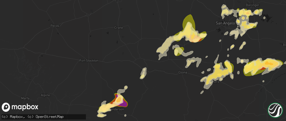 Hail map in Iraan, TX on May 19, 2026