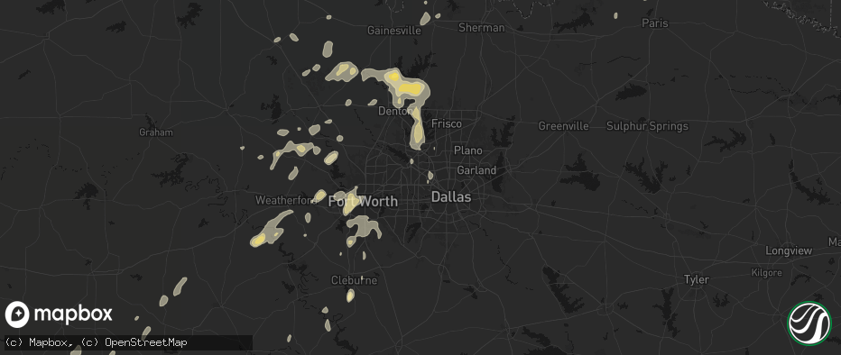 Hail map in Irving, TX on May 19, 2026