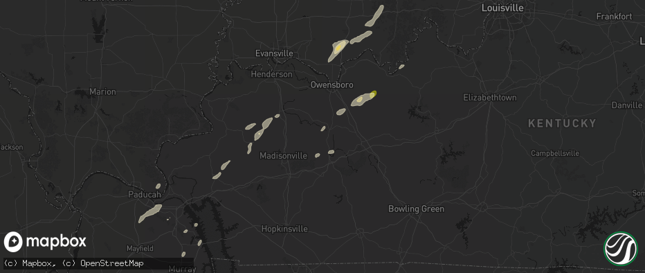 Hail map in Island, KY on May 19, 2026