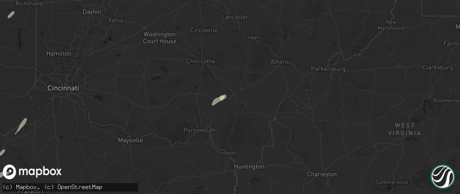 Hail map in Jackson, OH on May 19, 2026