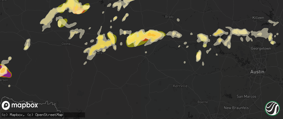 Hail map in Junction, TX on May 19, 2026