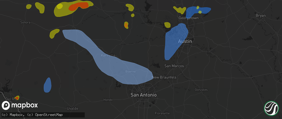 Hail map in Kendalia, TX on May 19, 2026