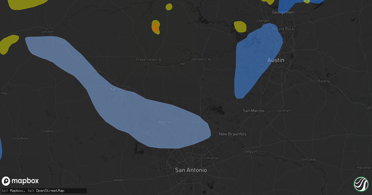 Hail map in Kendalia, TX on May 19, 2026