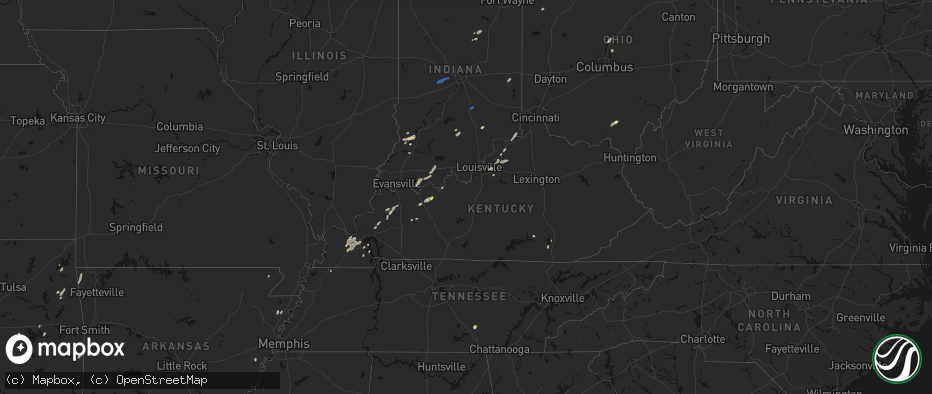 Hail map in Kentucky on May 19, 2026