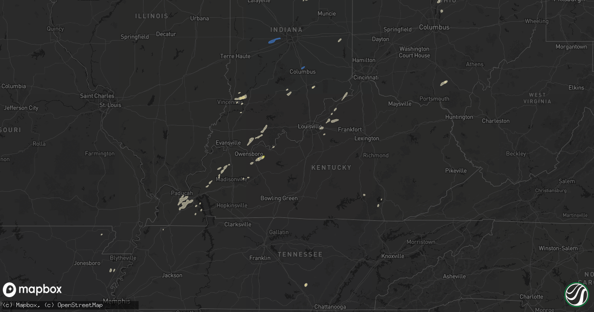 Hail map in Kentucky on May 19, 2026