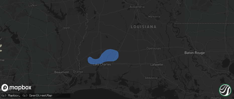 Hail map in Kinder, LA on May 19, 2026