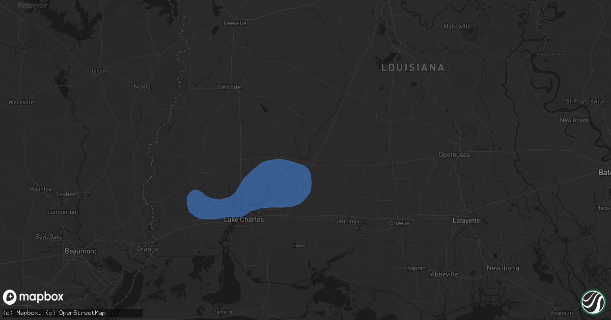 Hail map in Kinder, LA on May 19, 2026