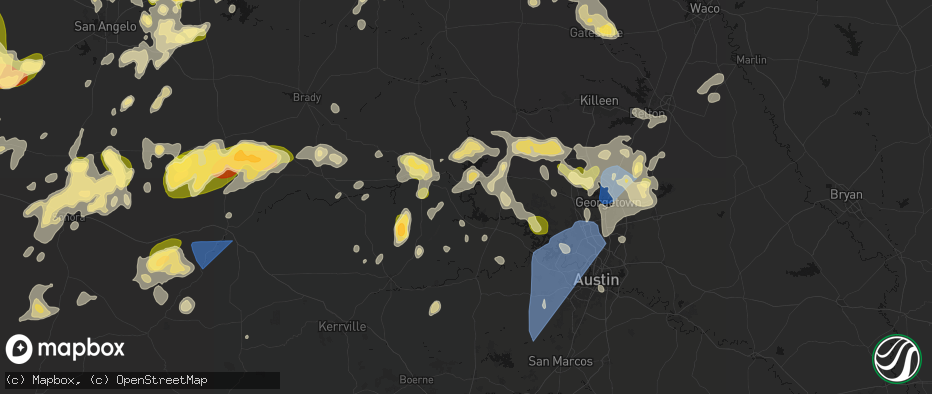 Hail map in Kingsland, TX on May 19, 2026