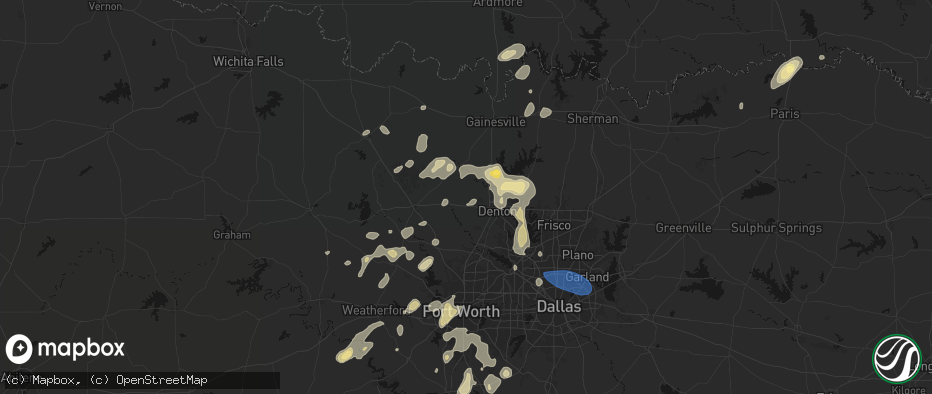 Hail map in Krum, TX on May 19, 2026