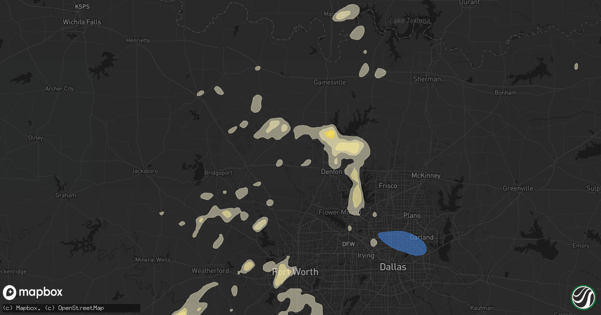 Hail map in Krum, TX on May 19, 2026