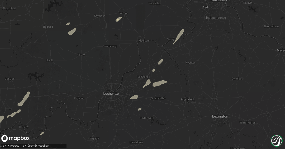 Hail map in La Grange, KY on May 19, 2026