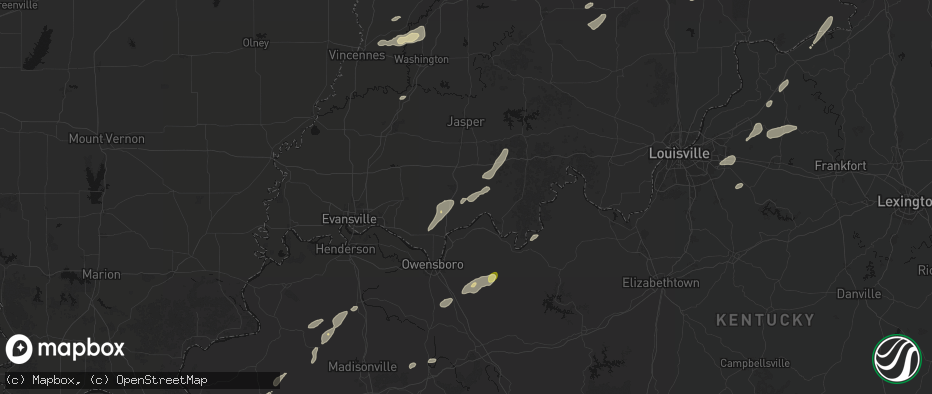 Hail map in Lamar, IN on May 19, 2026