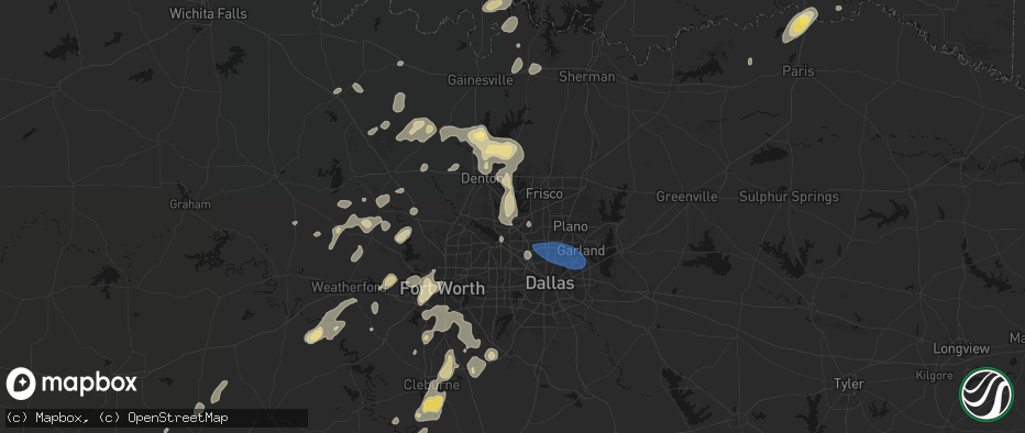 Hail map in Lewisville, TX on May 19, 2026