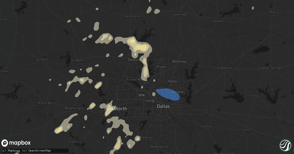 Hail map in Lewisville, TX on May 19, 2026
