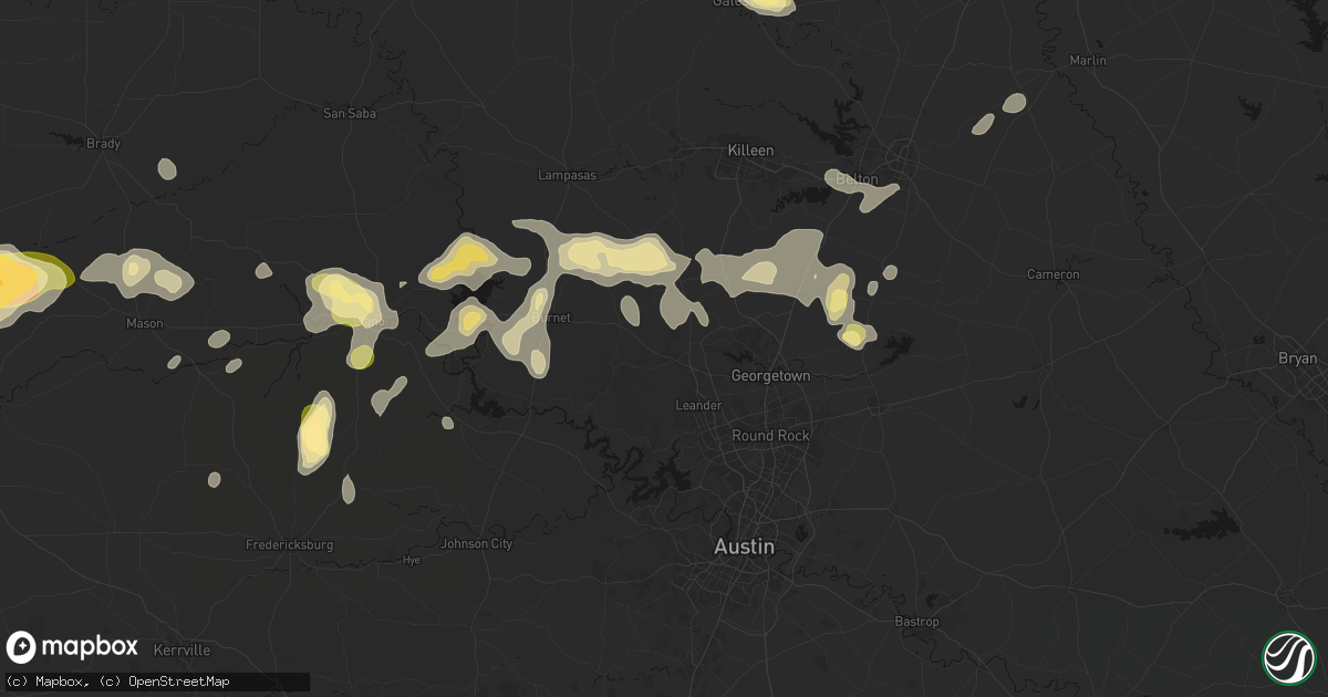 Hail map in Liberty Hill, TX on May 19, 2026