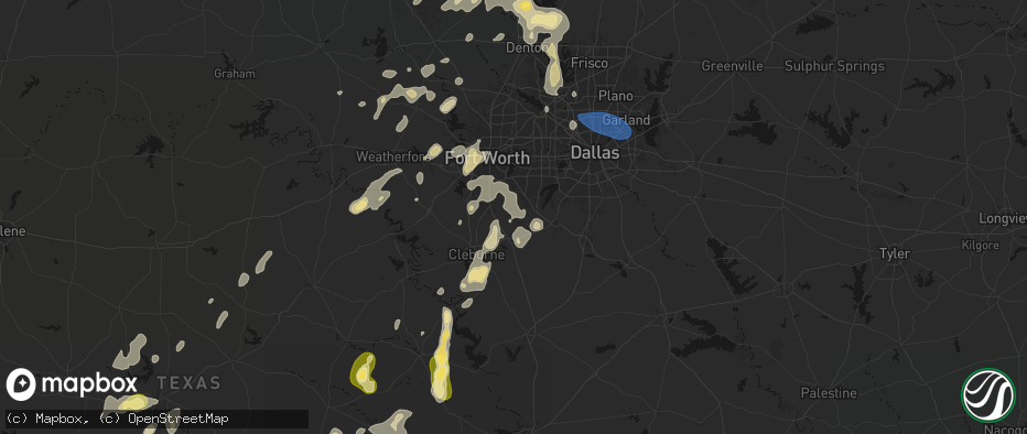 Hail map in Lillian, TX on May 19, 2026