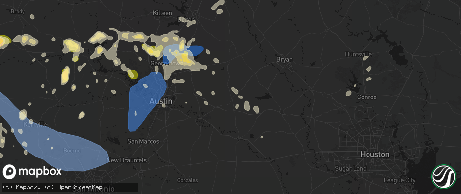 Hail map in Lincoln, TX on May 19, 2026