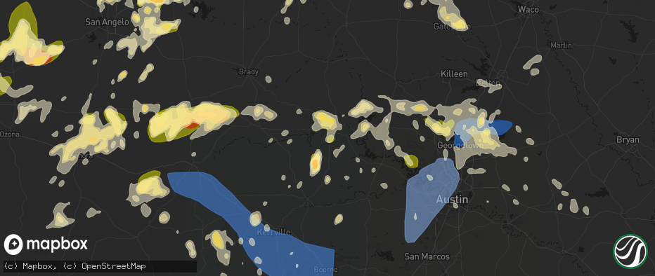 Hail map in Llano, TX on May 19, 2026