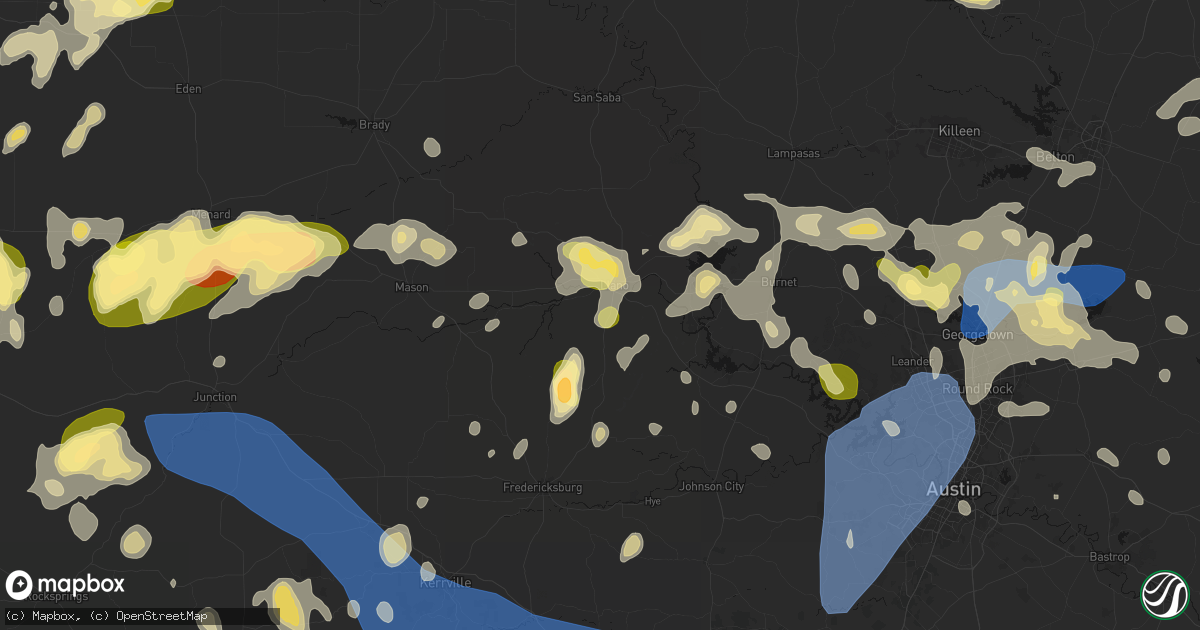Hail map in Llano, TX on May 19, 2026