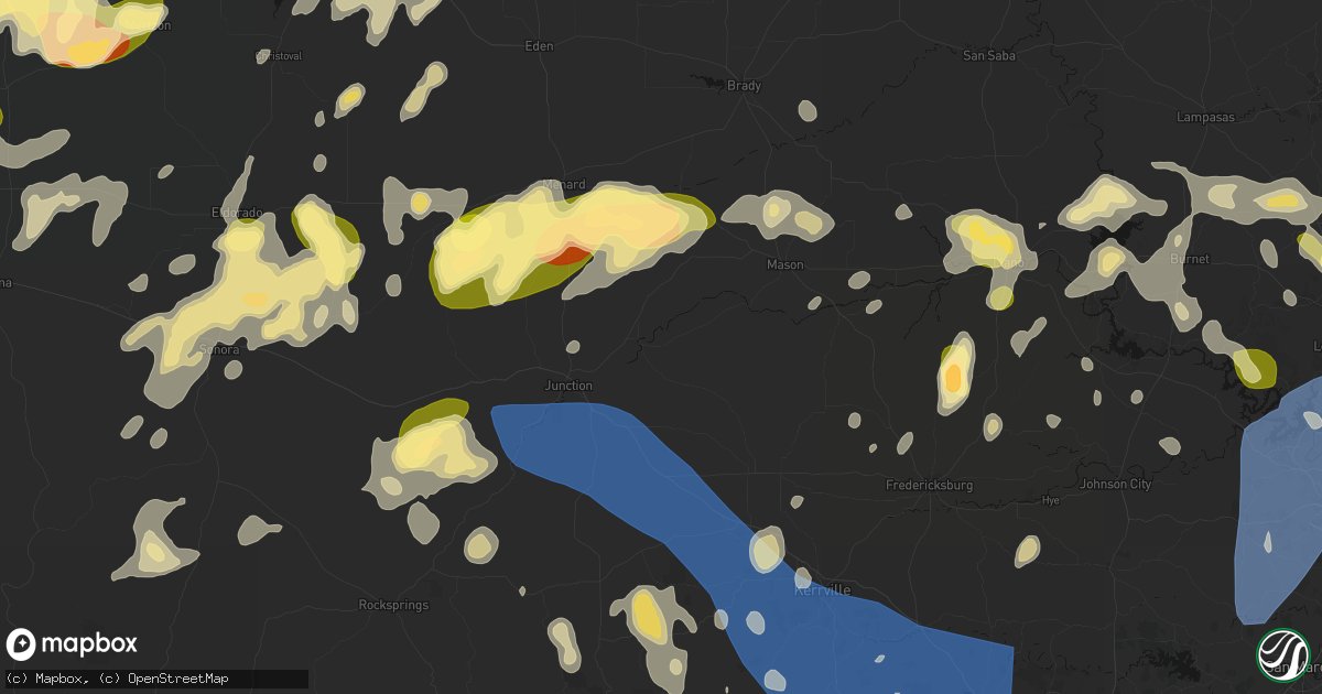 Hail map in London, TX on May 19, 2026
