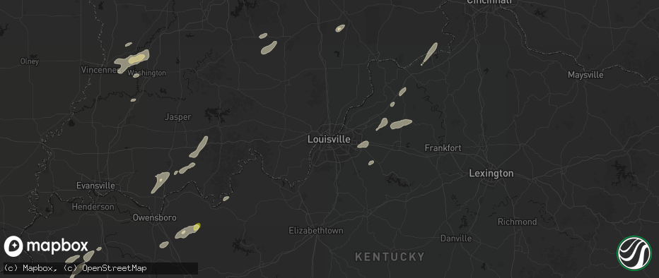 Hail map in Louisville, KY on May 19, 2026