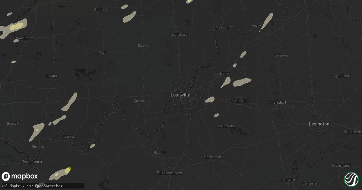 Hail map in Louisville, KY on May 19, 2026