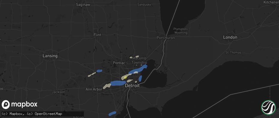 Hail map in Macomb, MI on May 19, 2026