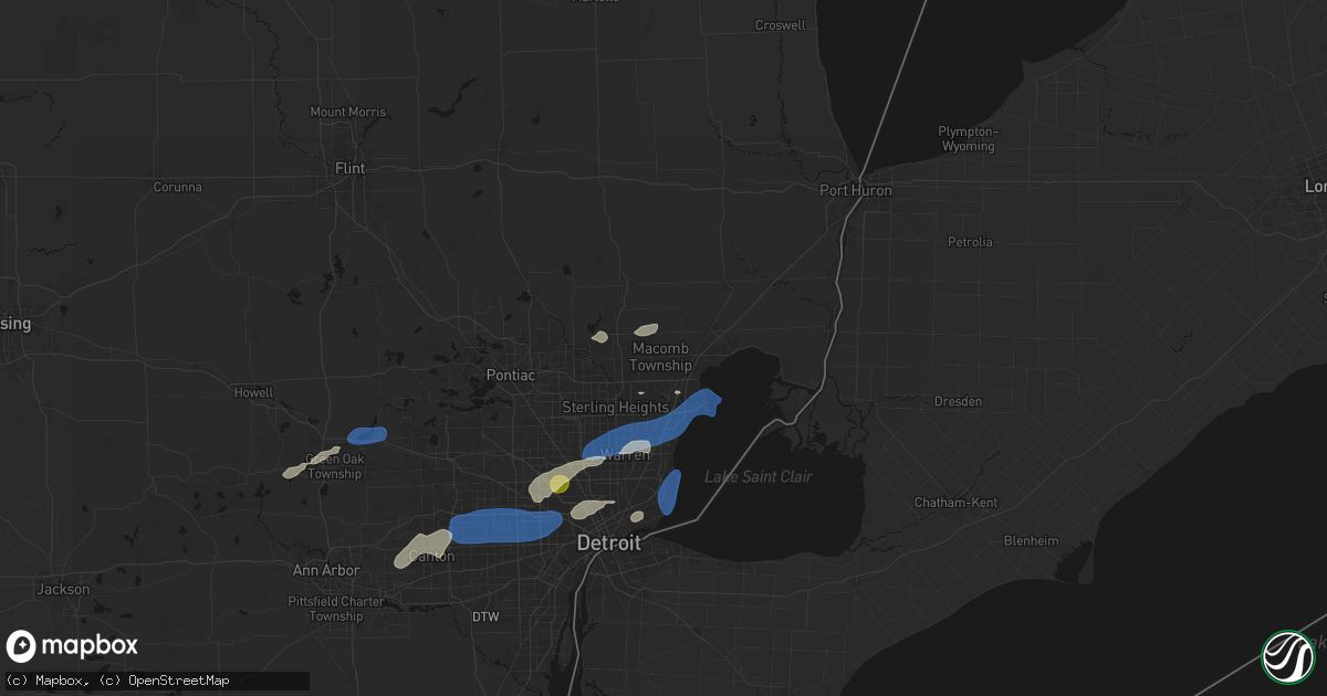 Hail map in Macomb, MI on May 19, 2026