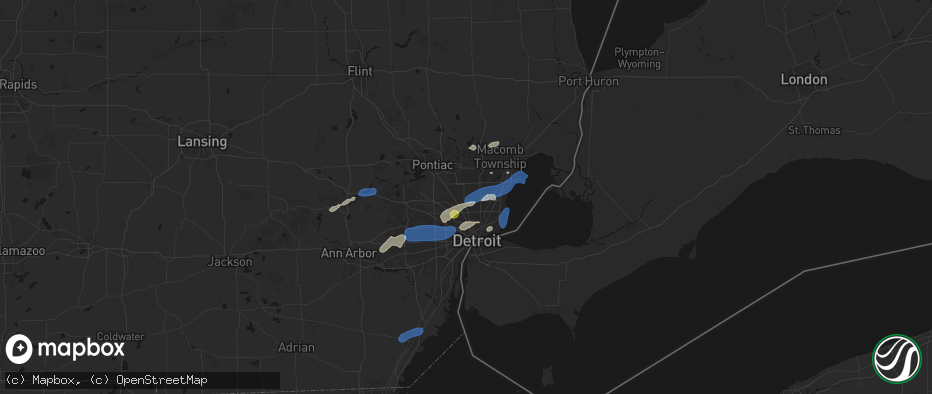 Hail map in Madison Heights, MI on May 19, 2026