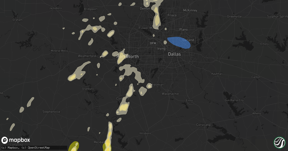 Hail map in Mansfield, TX on May 19, 2026