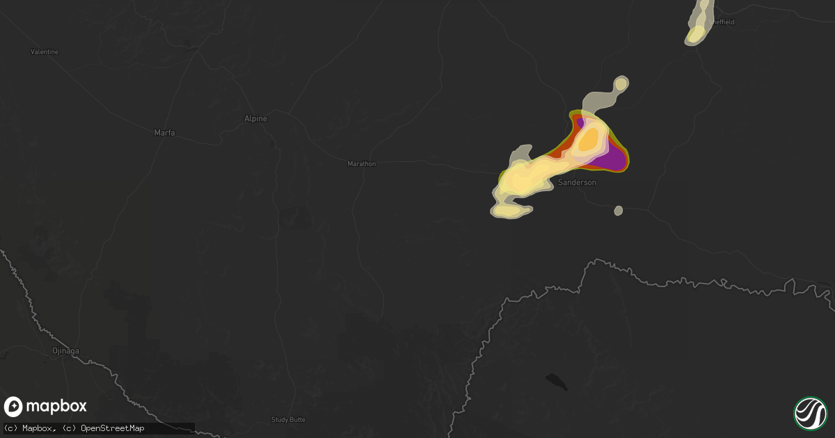 Hail map in Marathon, TX on May 19, 2026