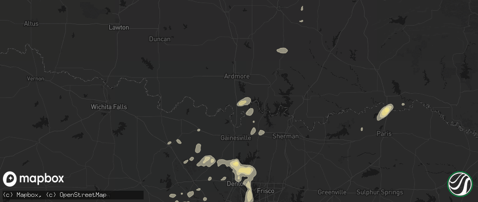 Hail map in Marietta, OK on May 19, 2026
