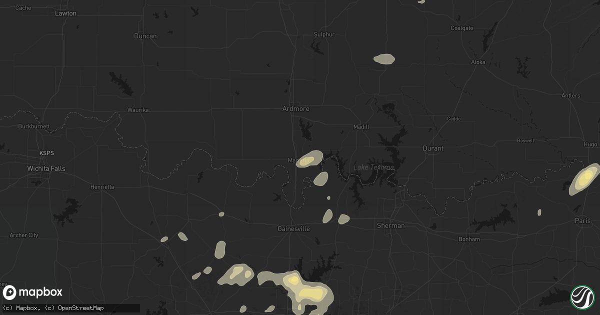 Hail map in Marietta, OK on May 19, 2026