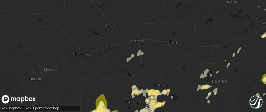 Hail map in Maryneal, TX on May 19, 2026