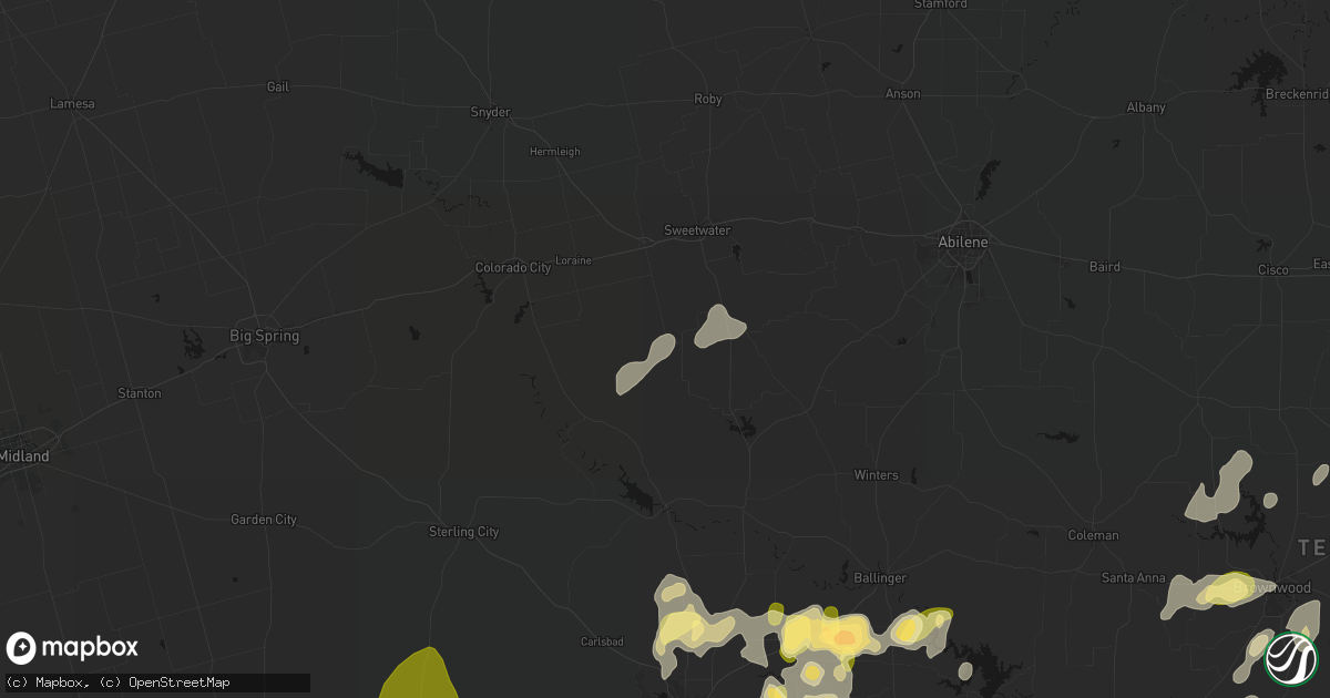 Hail map in Maryneal, TX on May 19, 2026