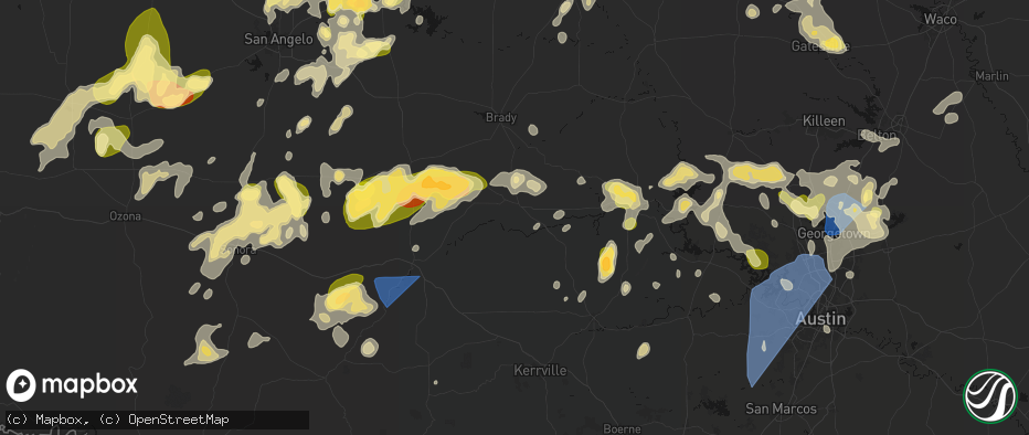 Hail map in Mason, TX on May 19, 2026