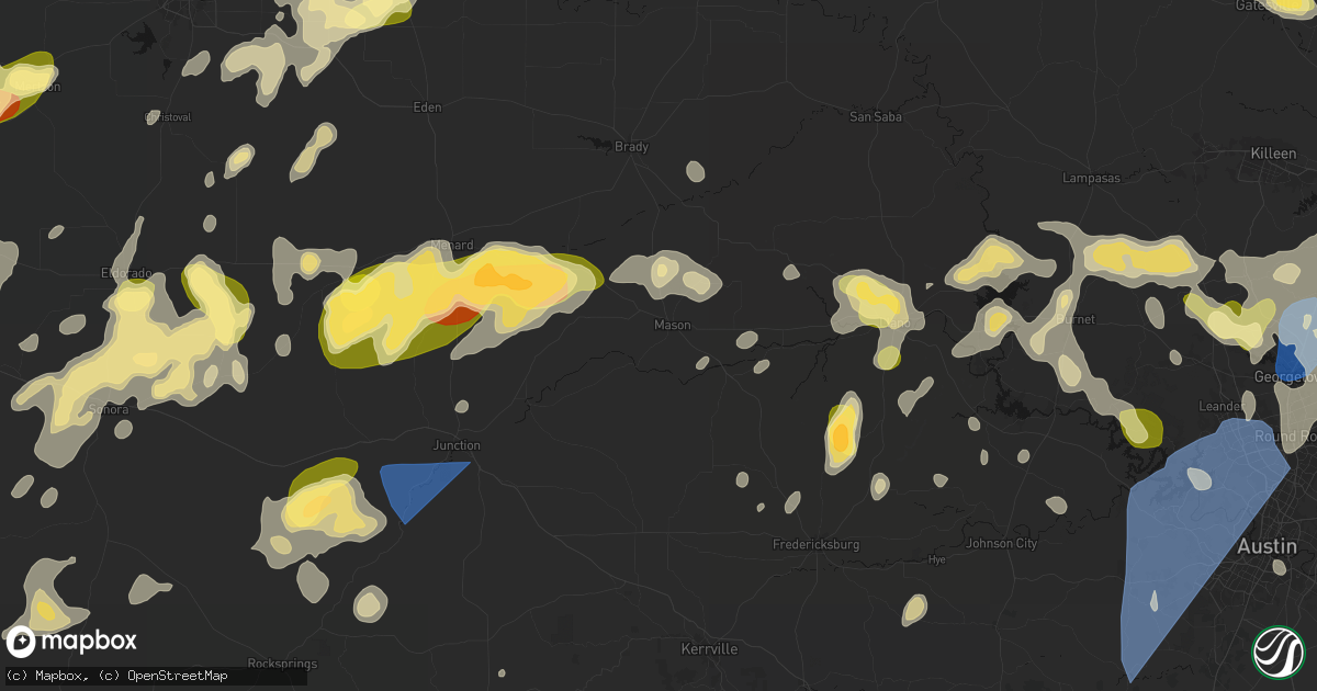 Hail map in Mason, TX on May 19, 2026