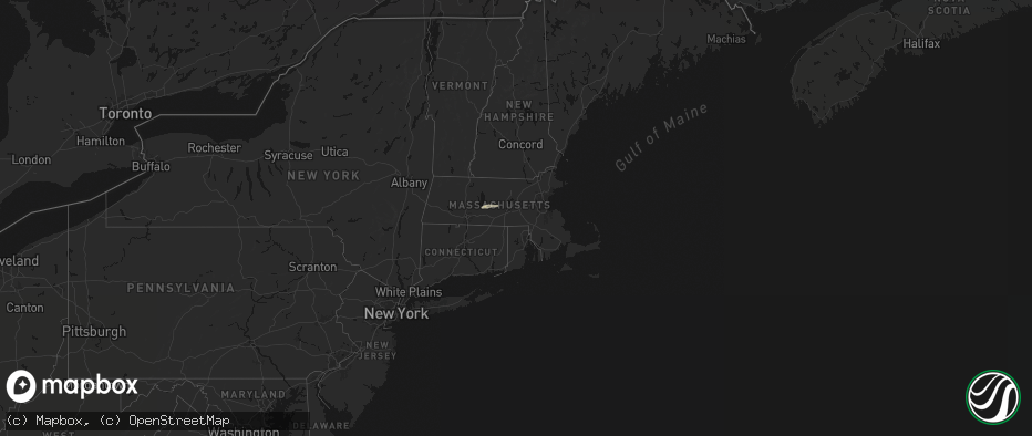 Hail map in Massachusetts on May 19, 2026