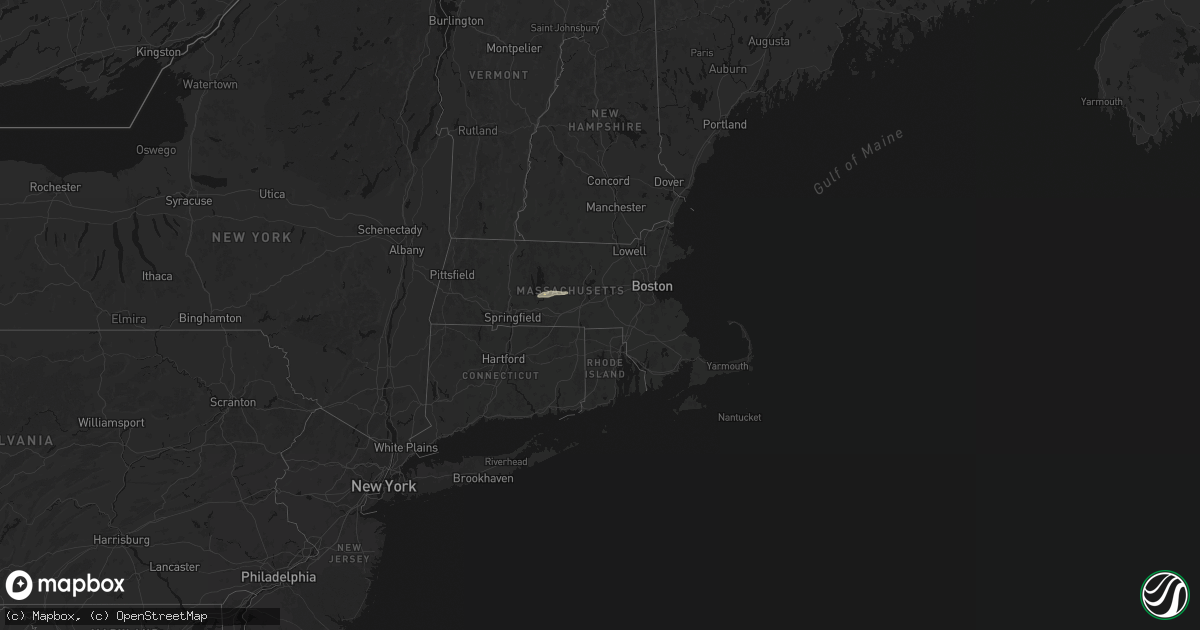 Hail map in Massachusetts on May 19, 2026